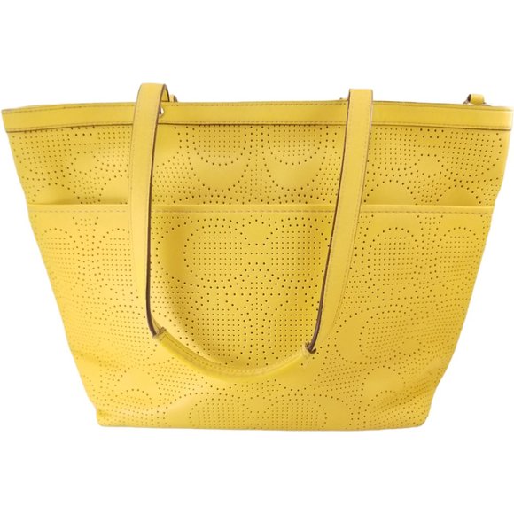 Coach Signature Stripe Perforated Leather Shoulder Bag Tote F21941 - Picture 2 of 5